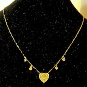 Delicate Silver Pave Crystal Heart Choker